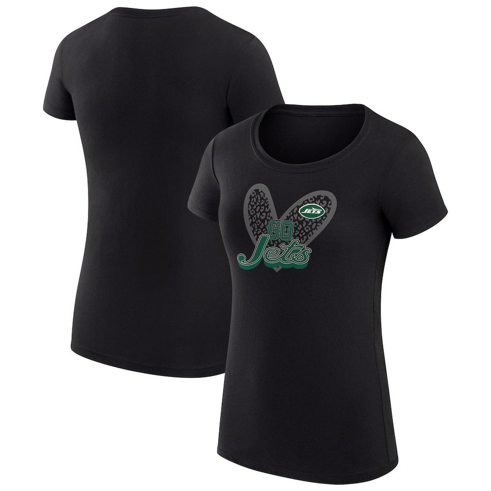 NFL New York Jets G-III 4Her by Carl Banks Women's Super-Slim Fit Lightweight Animal Print Heart T-Shirt