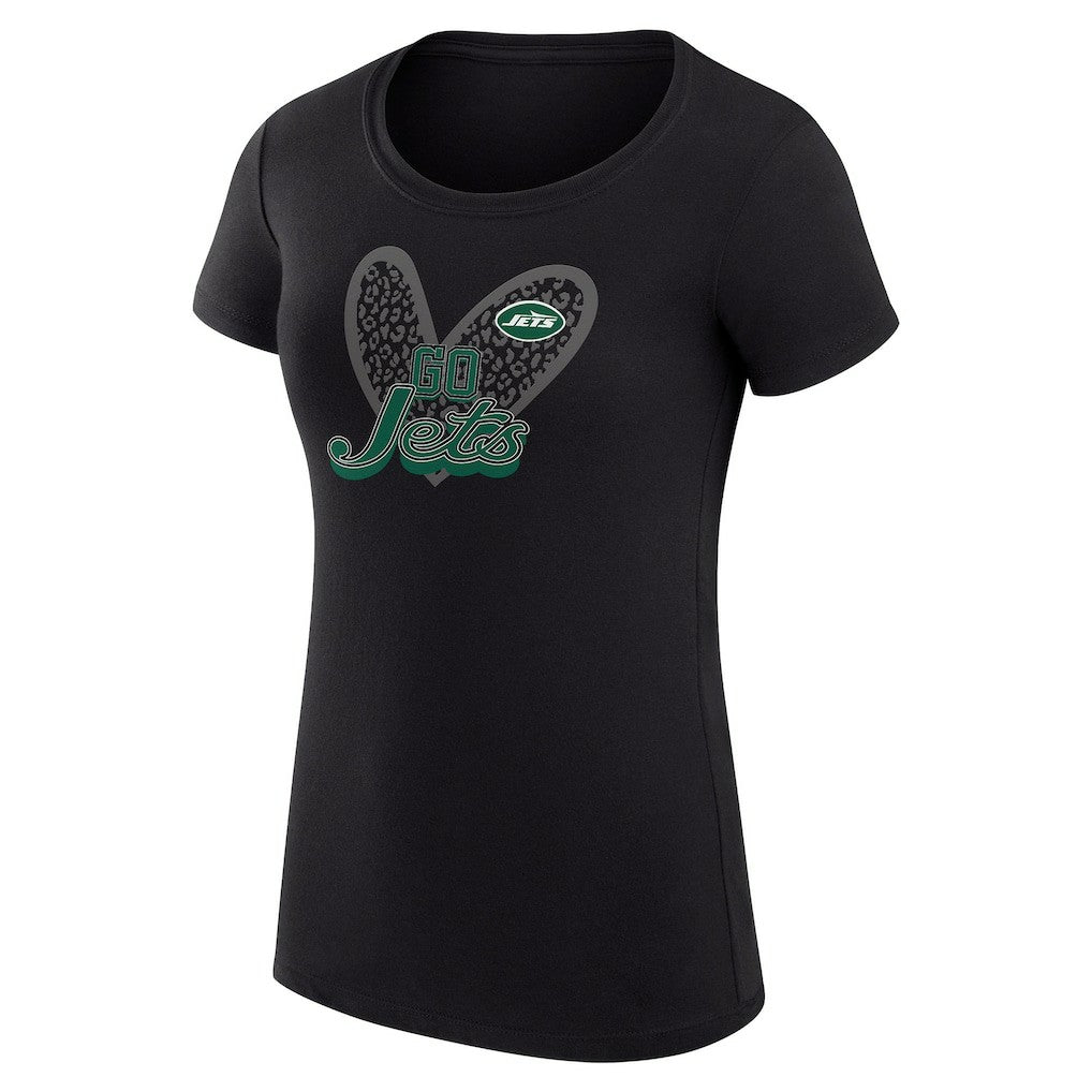 NFL New York Jets G-III 4Her by Carl Banks Women's Super-Slim Fit Lightweight Animal Print Heart T-Shirt