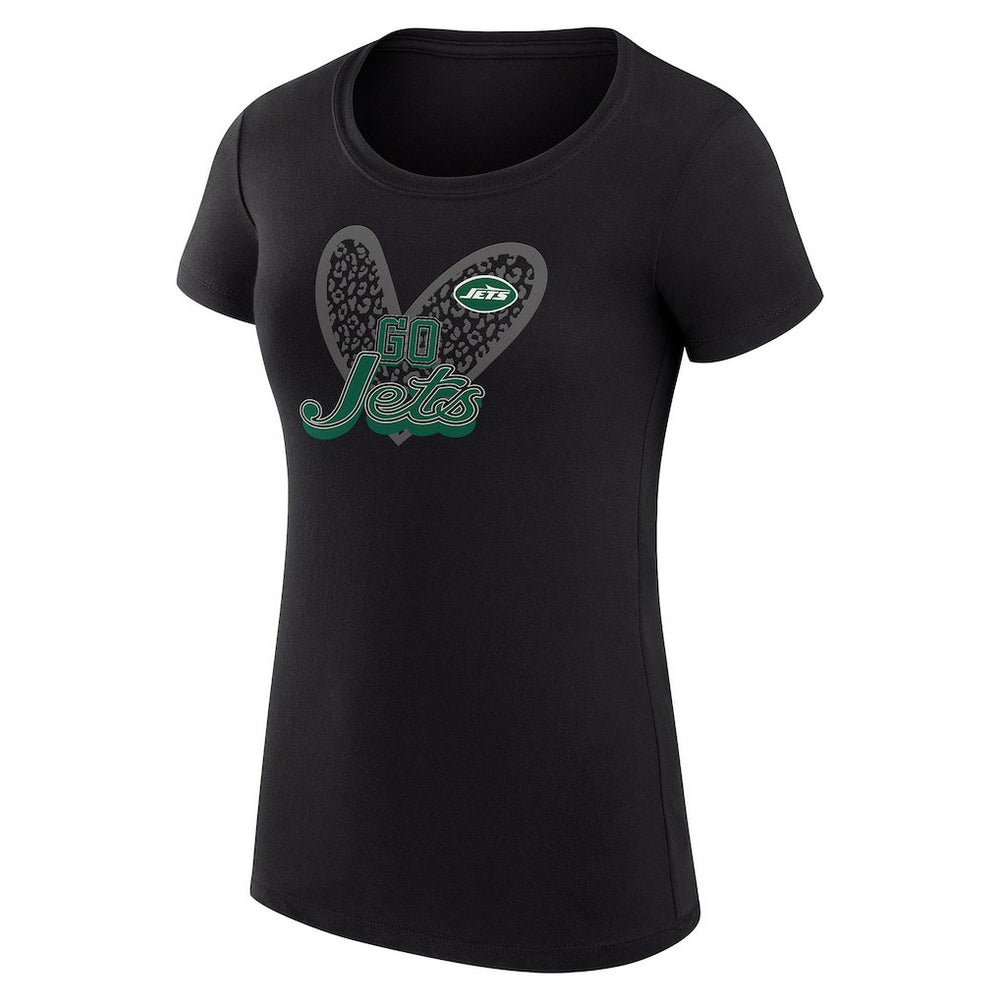 NFL New York Jets G-III 4Her by Carl Banks Women's Super-Slim Fit Lightweight Animal Print Heart T-Shirt