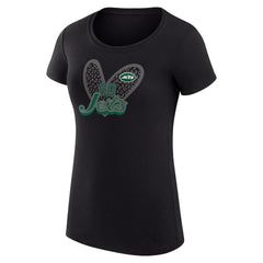 NFL New York Jets G-III 4Her by Carl Banks Women's Super-Slim Fit Lightweight Animal Print Heart T-Shirt
