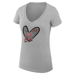NFL Tampa Bay Buccaneers G-III 4Her by Carl Banks Women's Super-Slim Fit Lightweight Leopard Heart V-Neck T-Shirt