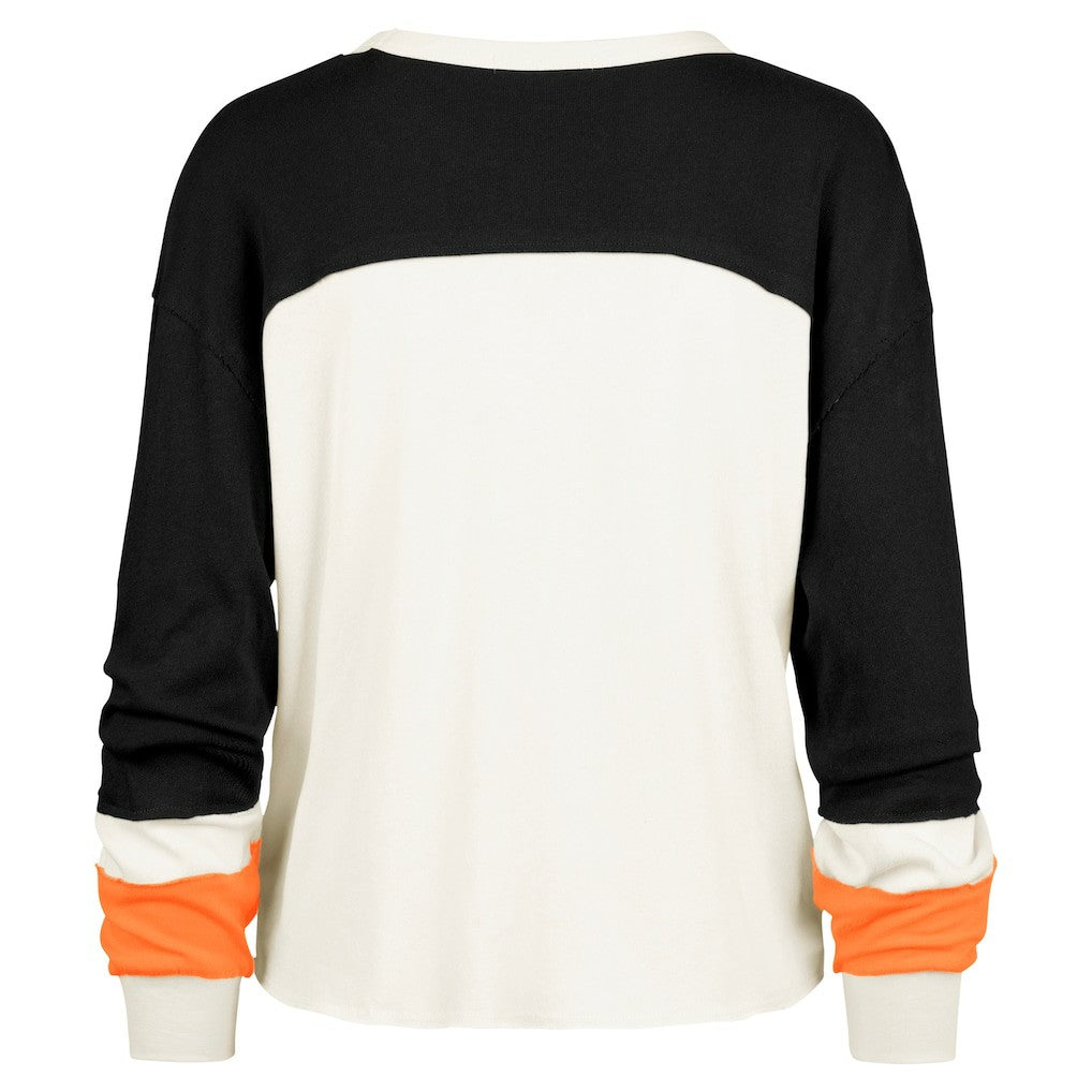 NFL Cincinnati Bengals '47 Women's Double Header Curve Raglan Long Sleeve Crop Top