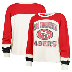 NFL San Francisco 49ers '47 Women's Double Header Curve Raglan Long Sleeve Crop Top