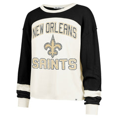 NFL New Orleans Saints '47 Women's Double Header Curve Raglan Long Sleeve Crop Top