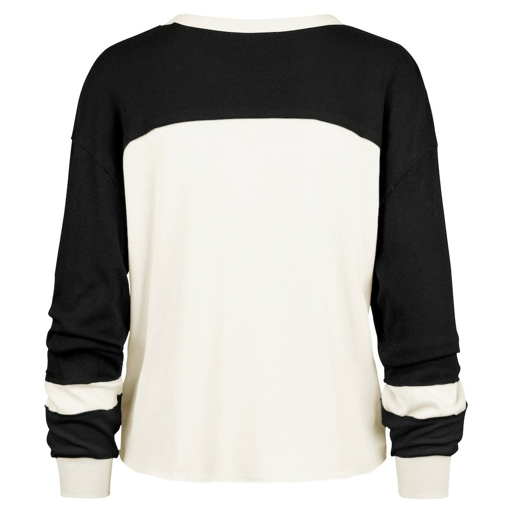 NFL New Orleans Saints '47 Women's Double Header Curve Raglan Long Sleeve Crop Top