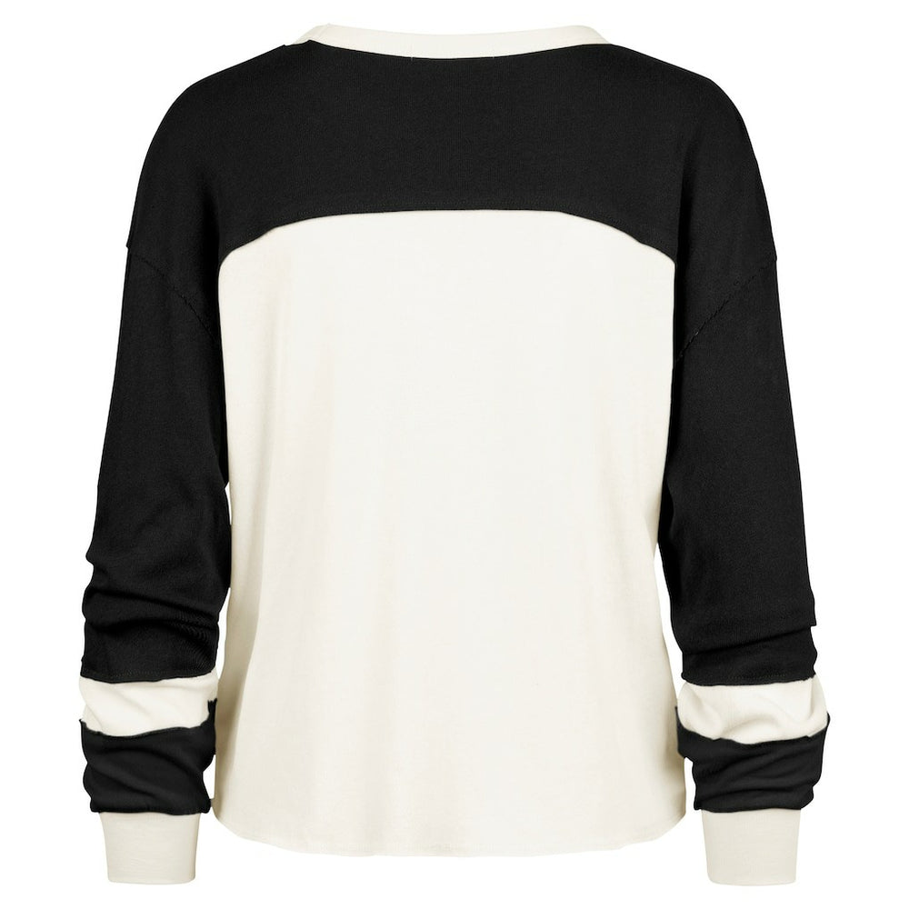 NFL New Orleans Saints '47 Women's Double Header Curve Raglan Long Sleeve Crop Top
