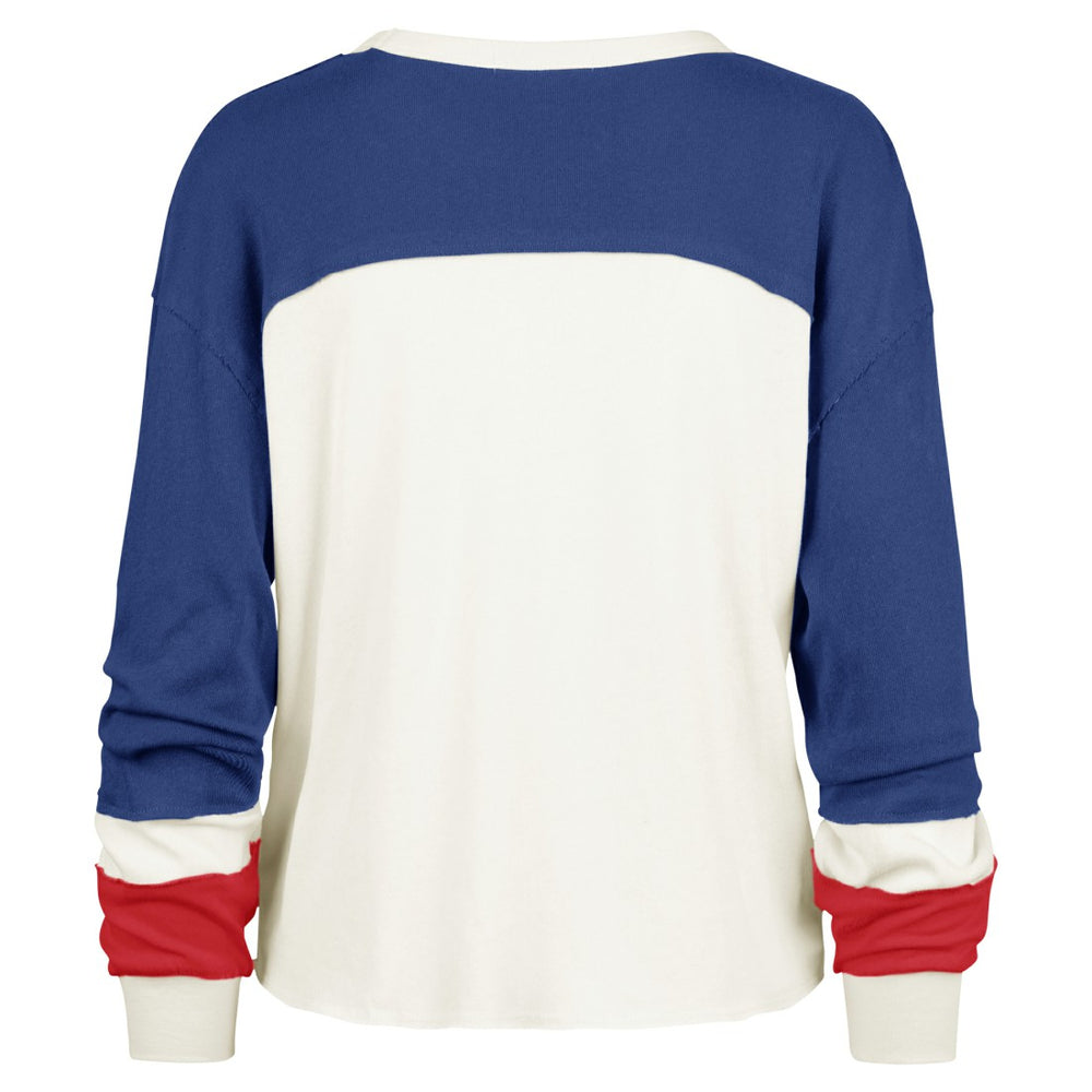 NFL New York Giants '47 Women's Double Header Curve Raglan Long Sleeve Crop Top