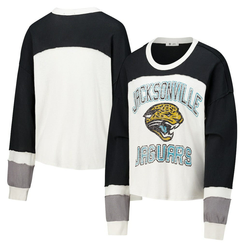 NFL Jacksonville Jaguars '47 Women's Double Header Curve Raglan Long Sleeve Crop Top