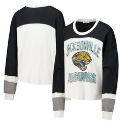 NFL Jacksonville Jaguars '47 Women's Double Header Curve Raglan Long Sleeve Crop Top