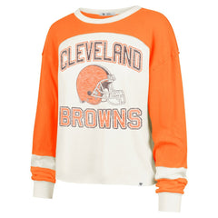NFL Cleveland Browns '47 Women's Double Header Curve Raglan Long Sleeve Crop Top