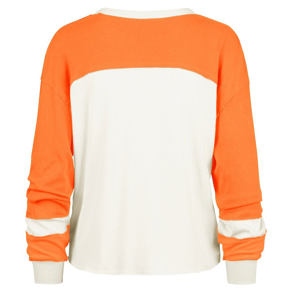 NFL Cleveland Browns '47 Women's Double Header Curve Raglan Long Sleeve Crop Top