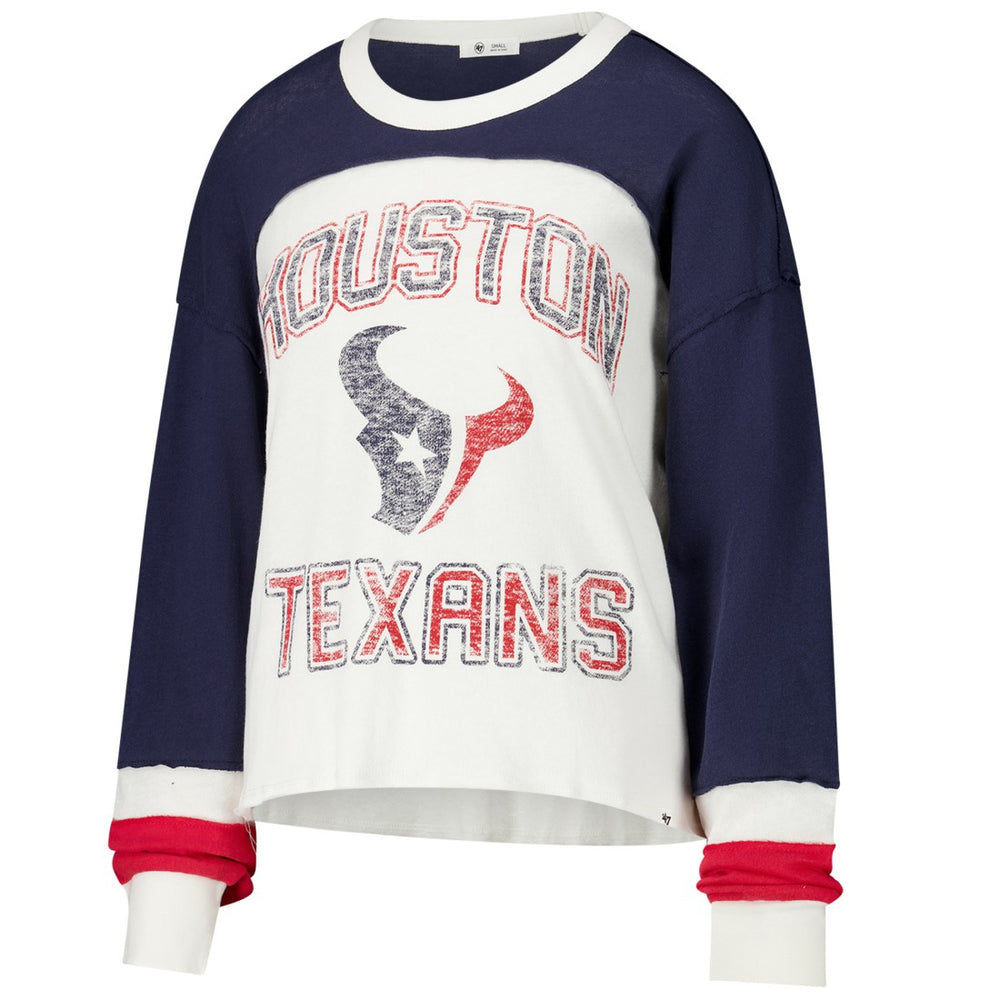 NFL Houston Texans '47 Women's Double Header Curve Raglan Long Sleeve Crop Top