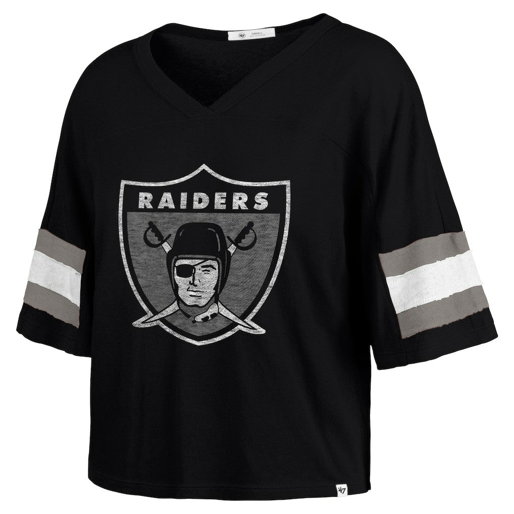 NFL Las Vegas Raiders '47 Women's Double Header Scout Cropped V-Neck T-Shirt