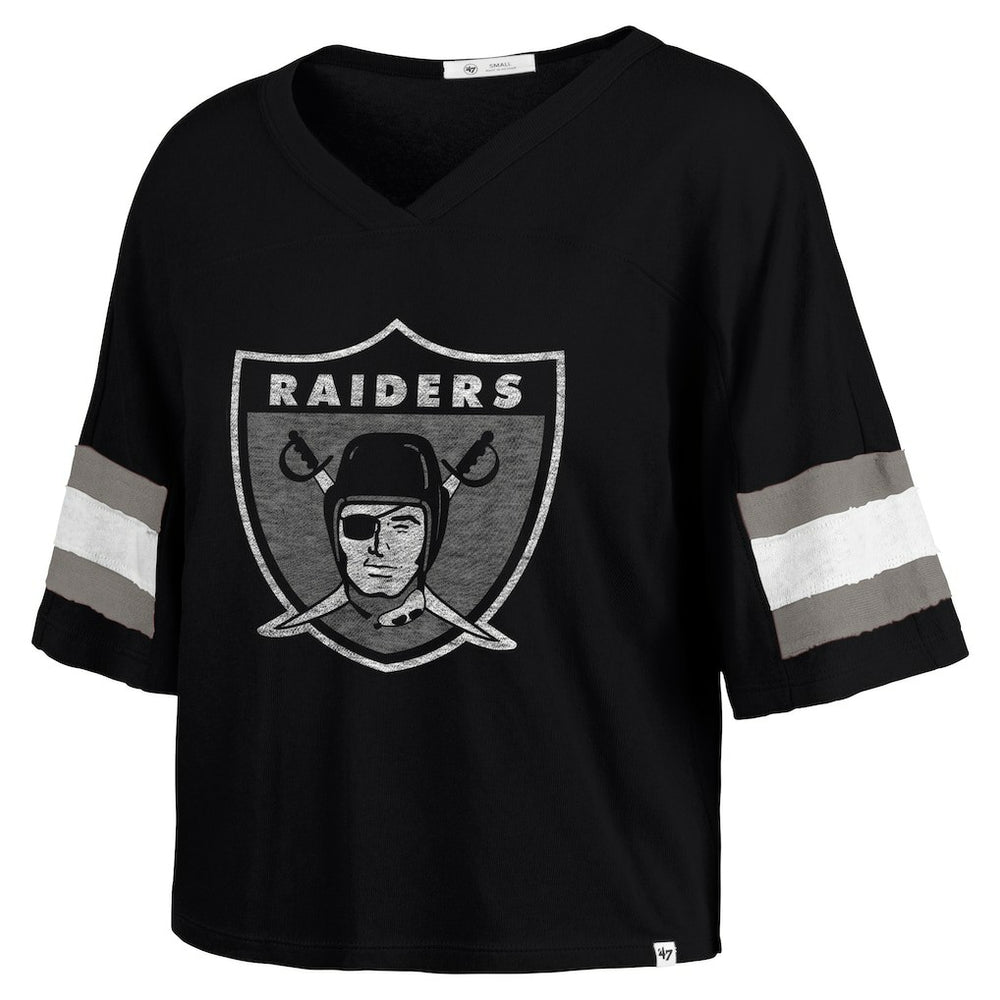 NFL Las Vegas Raiders '47 Women's Double Header Scout Cropped V-Neck T-Shirt
