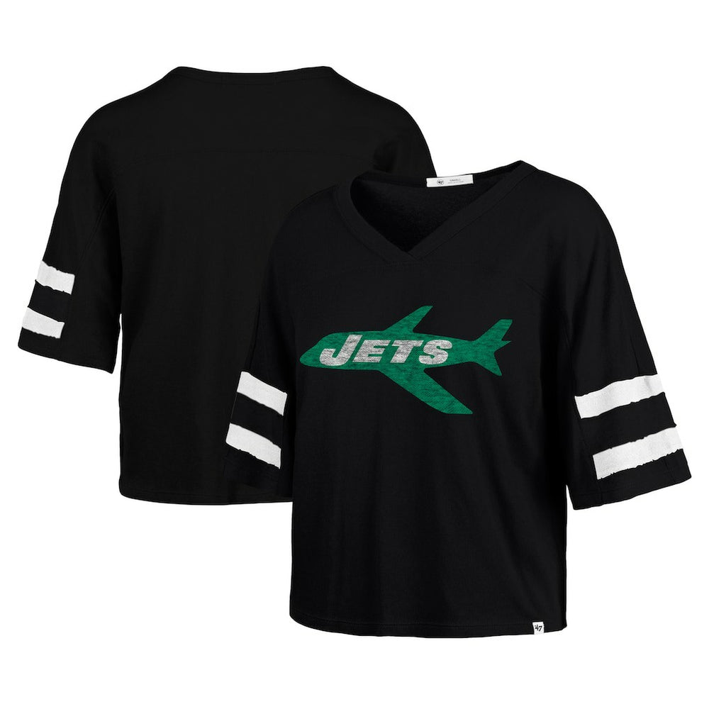 NFL New York Jets '47 Women's Double Header Scout Cropped V-Neck T-Shirt