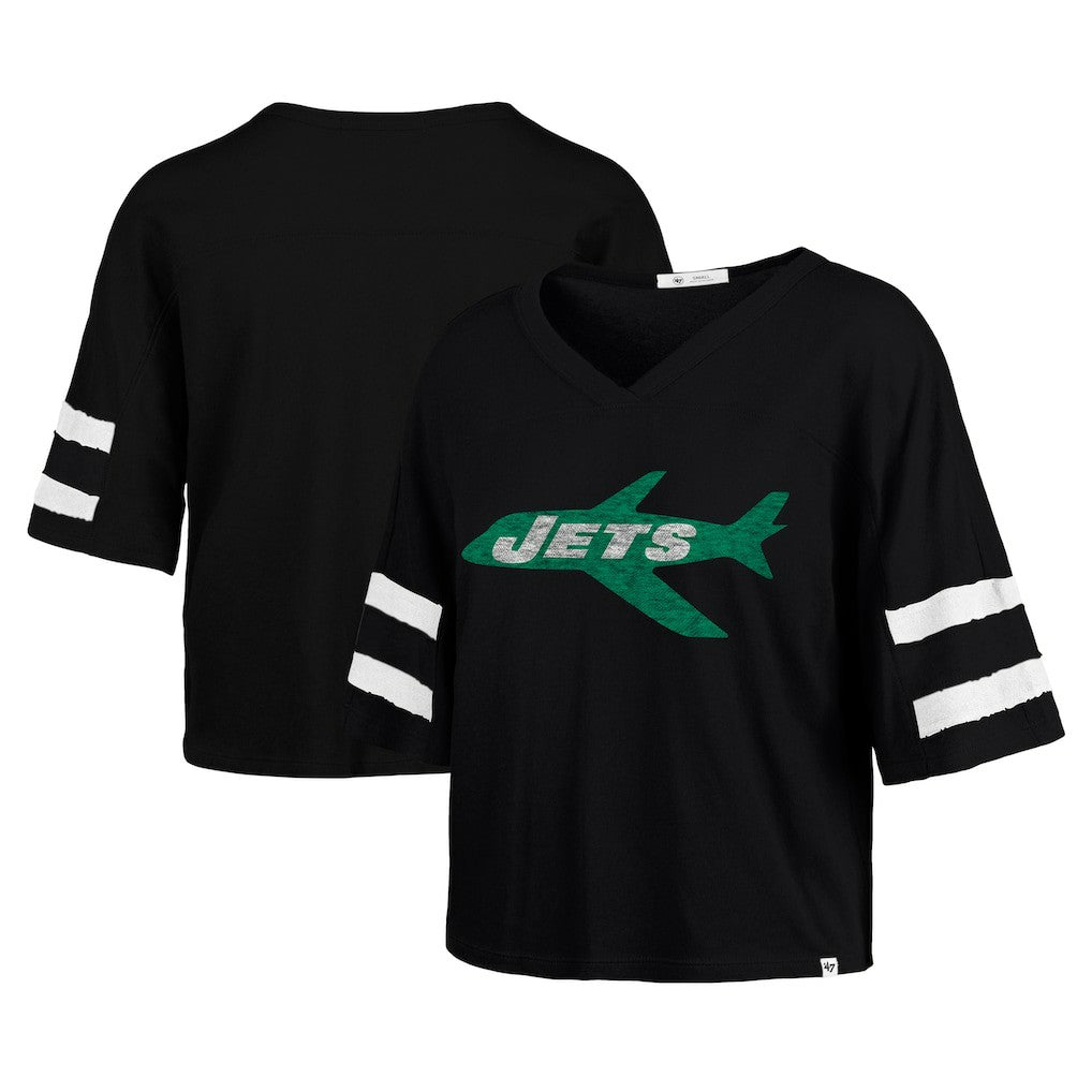 NFL New York Jets '47 Women's Double Header Scout Cropped V-Neck T-Shirt