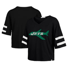 NFL New York Jets '47 Women's Double Header Scout Cropped V-Neck T-Shirt