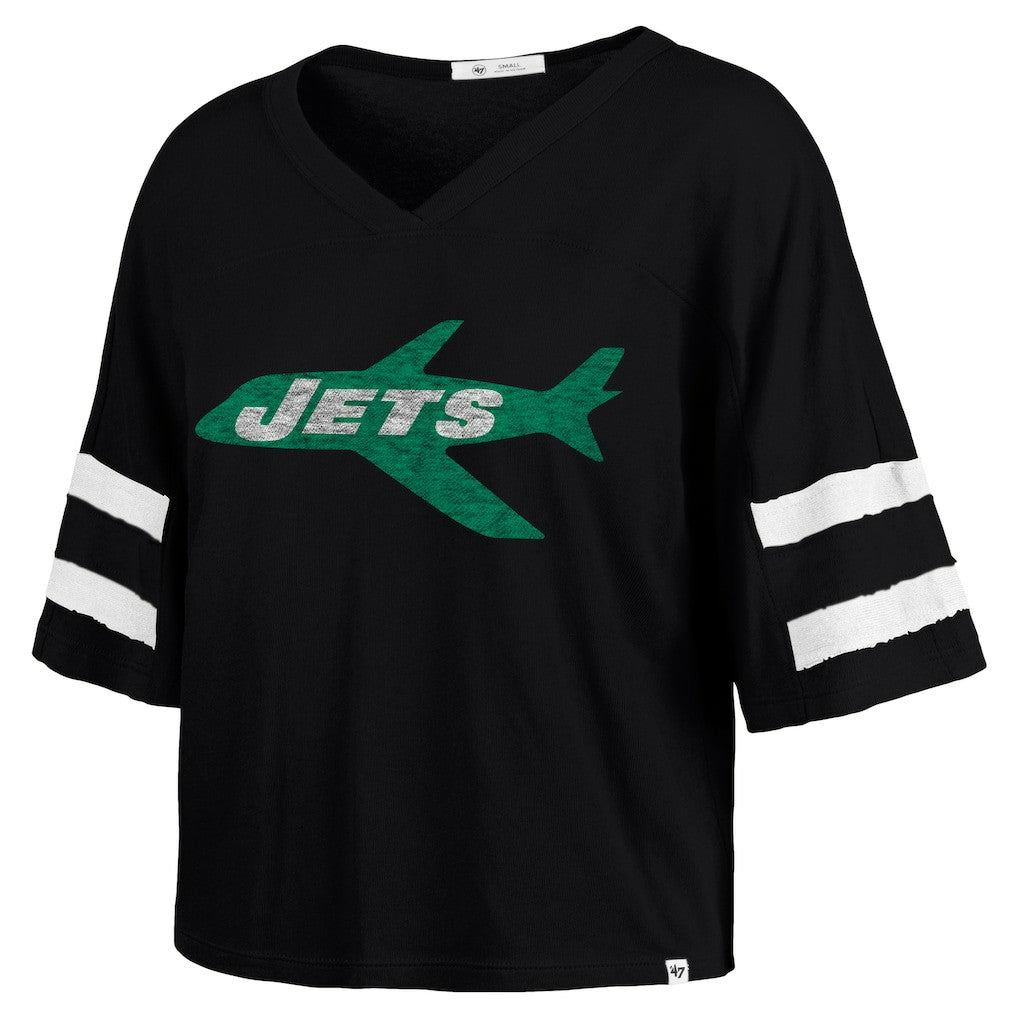 NFL New York Jets '47 Women's Double Header Scout Cropped V-Neck T-Shirt