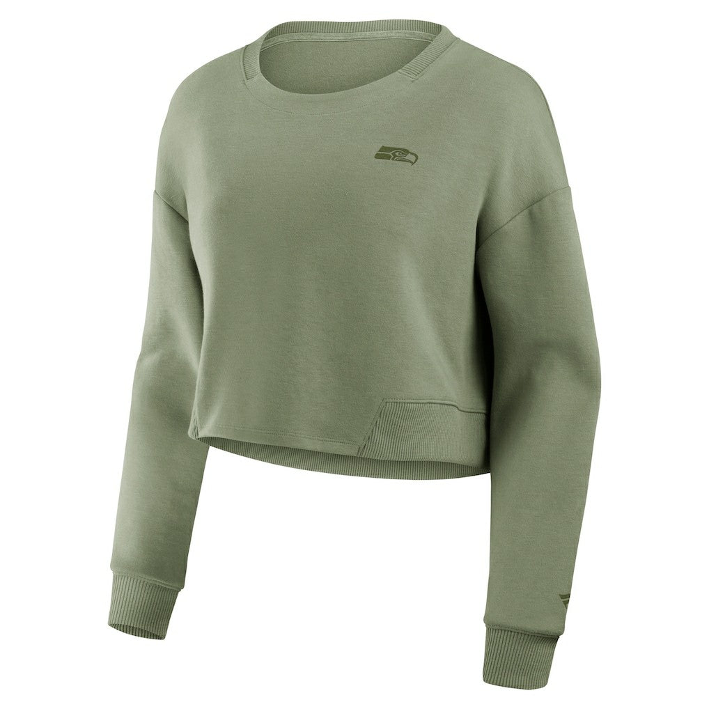 NFL Seattle Seahawks Women's Studio Tri-Blend Cropped Pullover Sweatshirt
