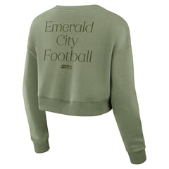 NFL Seattle Seahawks Women's Studio Tri-Blend Cropped Pullover Sweatshirt