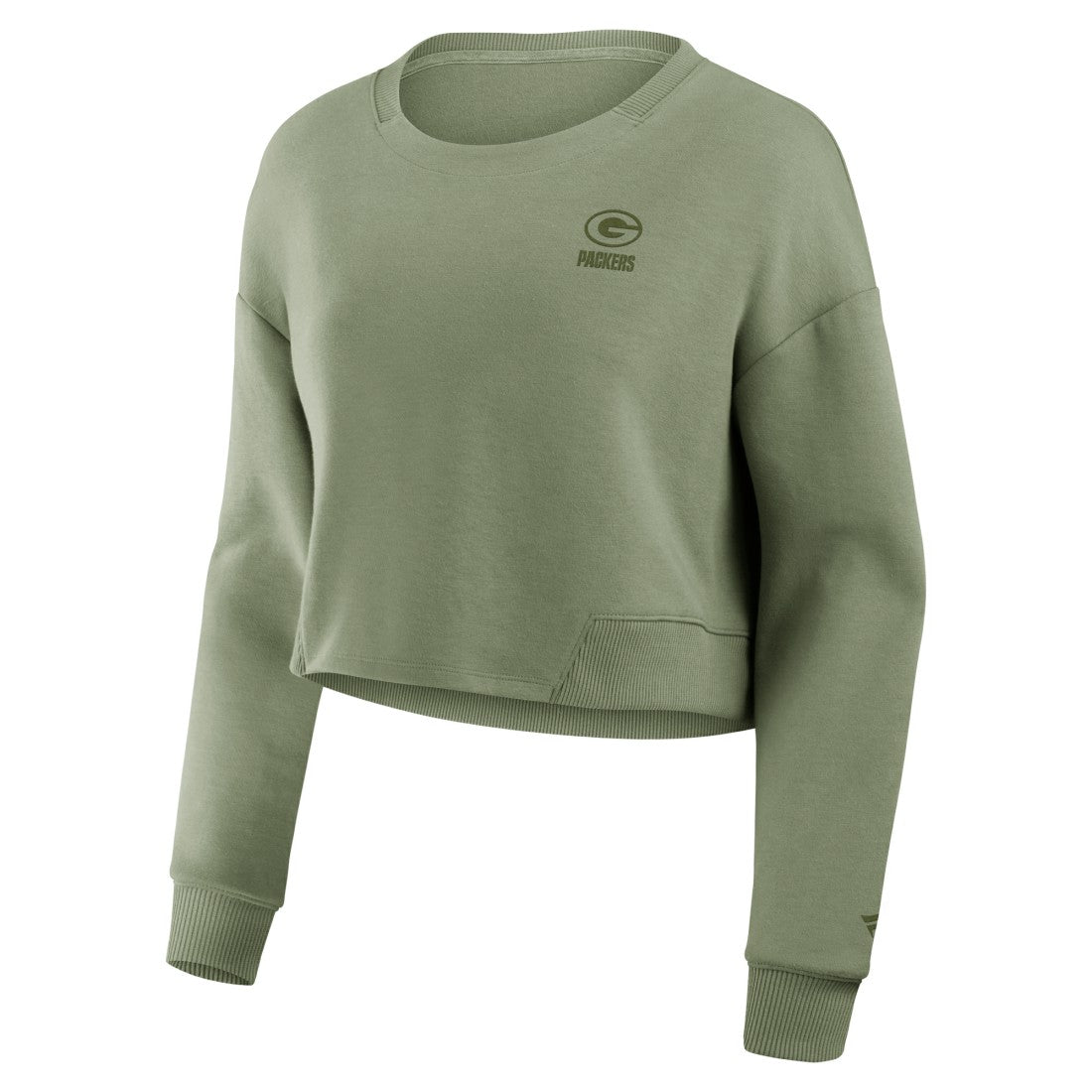 NFL Green Bay Packers Women's Studio Tri-Blend Cropped Pullover Sweatshirt