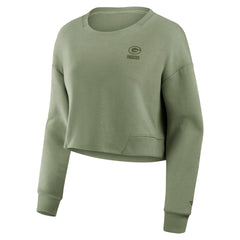 NFL Green Bay Packers Women's Studio Tri-Blend Cropped Pullover Sweatshirt