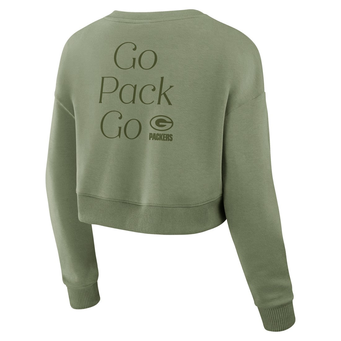 NFL Green Bay Packers Women's Studio Tri-Blend Cropped Pullover Sweatshirt