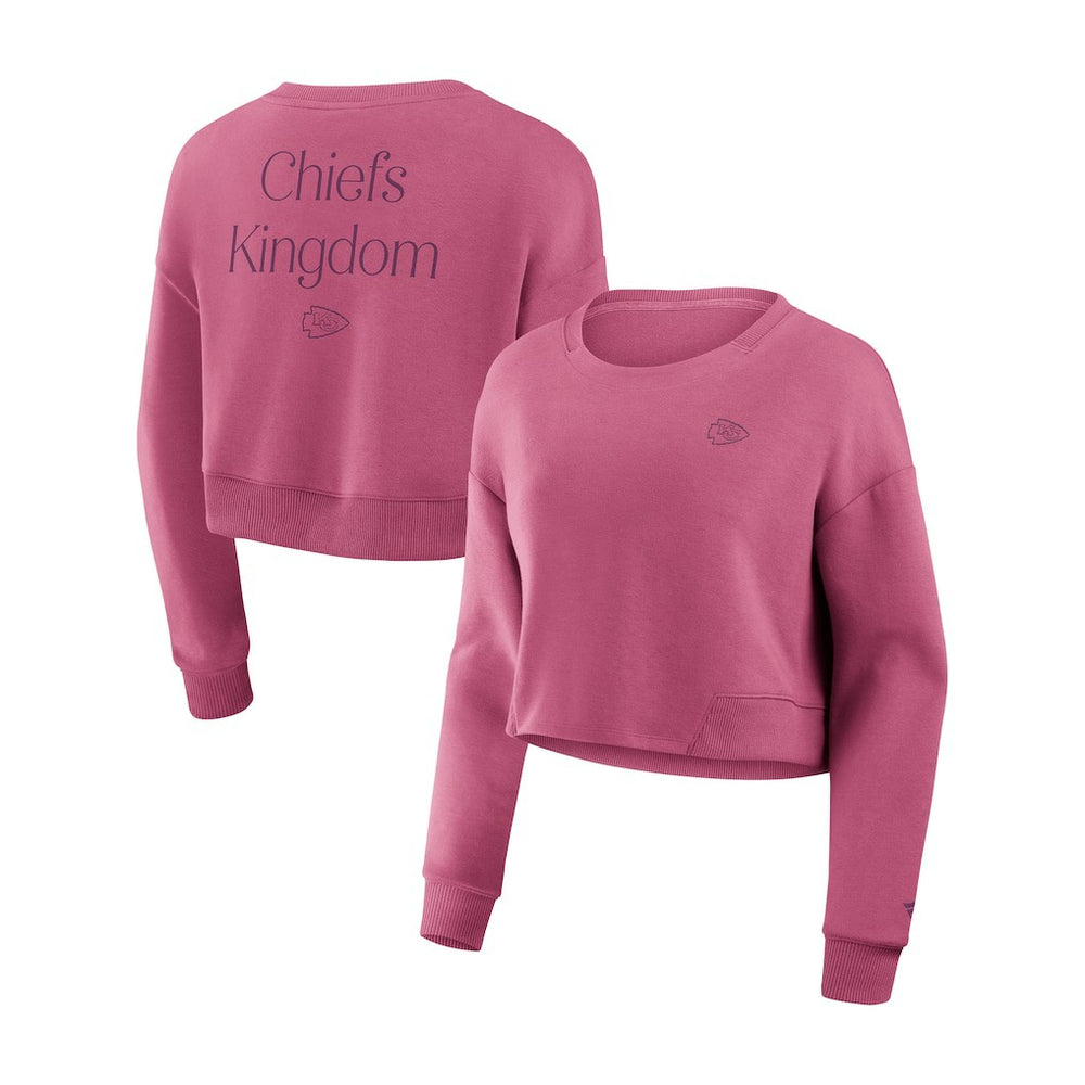 NFL Kansas City Chiefs Women's Studio Tri-Blend Cropped Pullover Sweatshirt