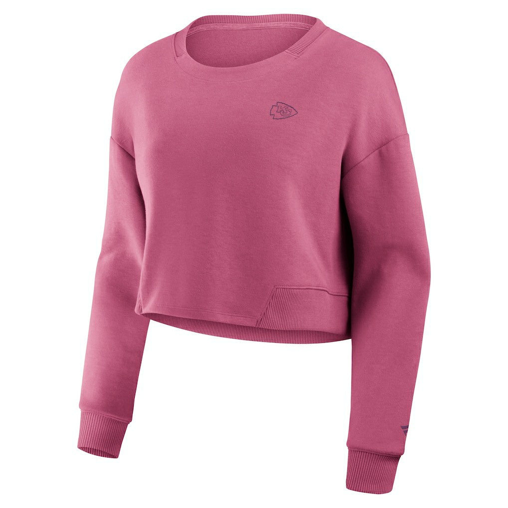 NFL Kansas City Chiefs Women's Studio Tri-Blend Cropped Pullover Sweatshirt