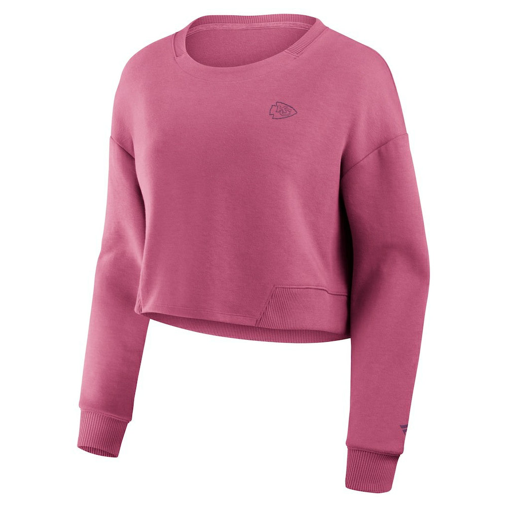 NFL Kansas City Chiefs Women's Studio Tri-Blend Cropped Pullover Sweatshirt