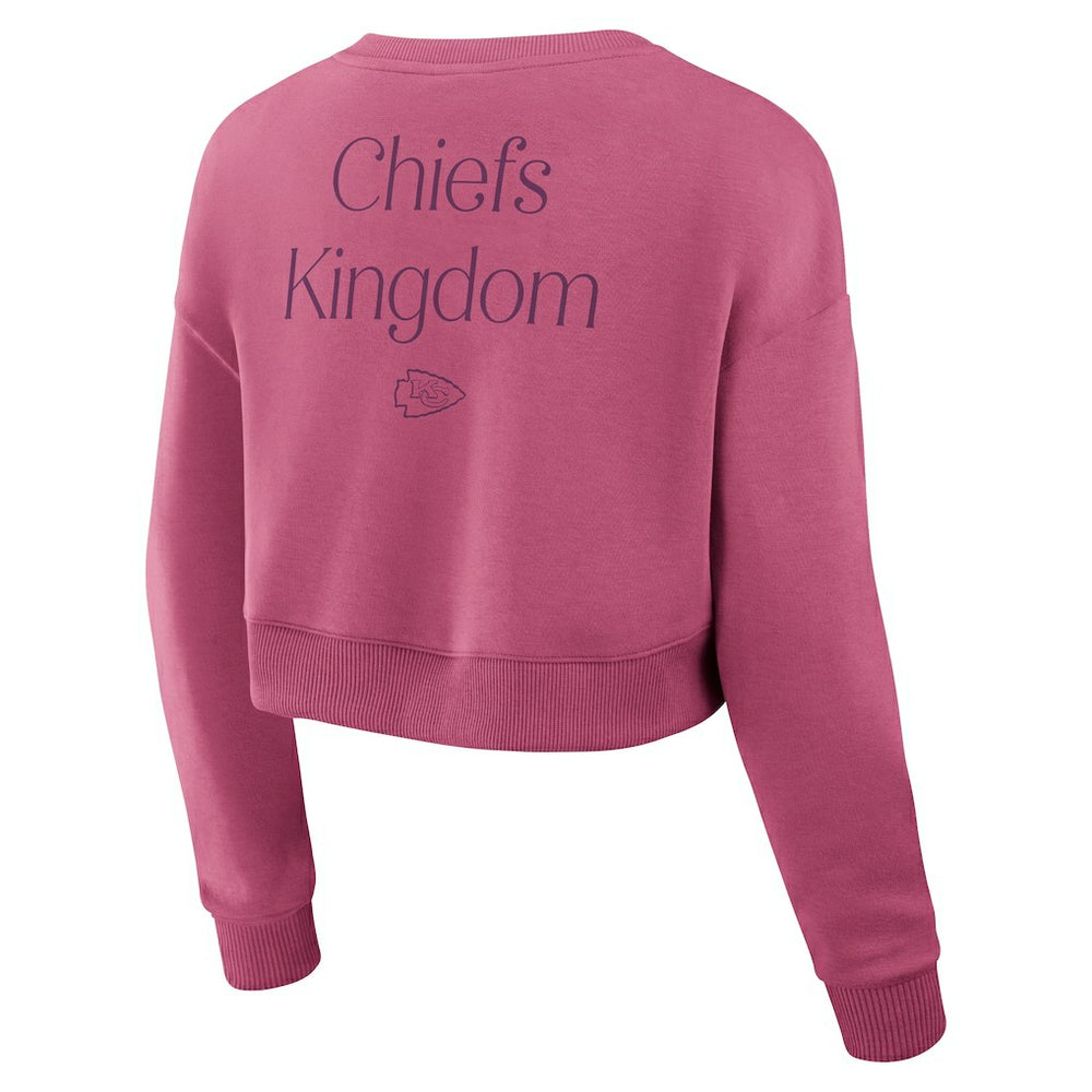 NFL Kansas City Chiefs Women's Studio Tri-Blend Cropped Pullover Sweatshirt