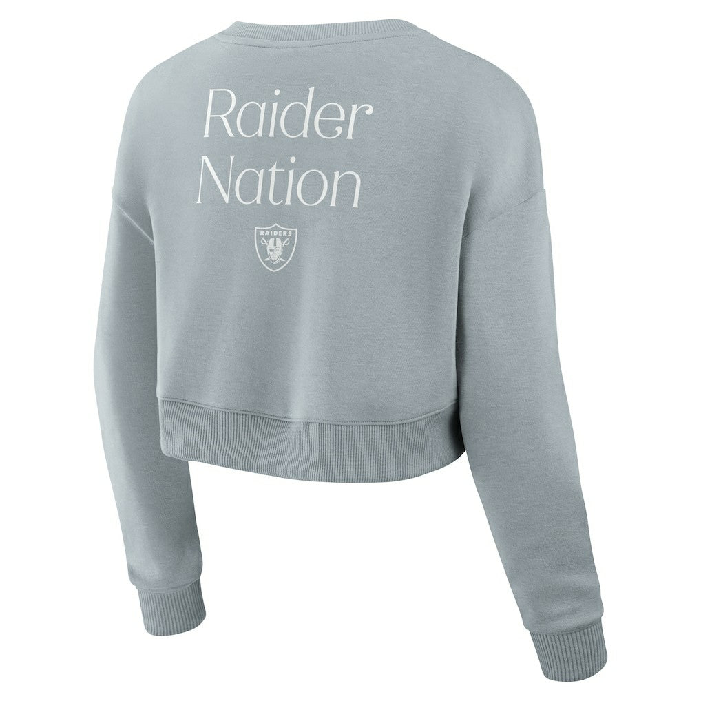 NFL Las Vegas Raiders Women's Studio Tri-Blend Cropped Pullover Sweatshirt
