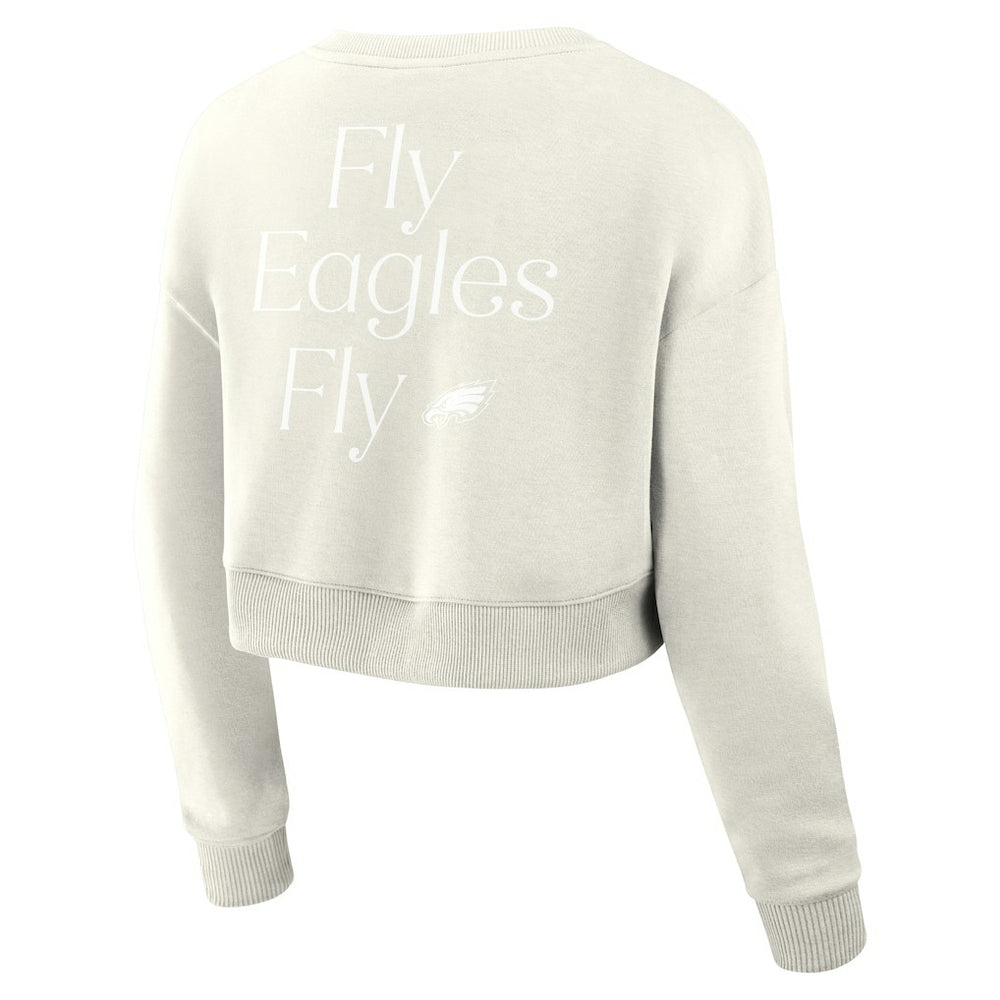 NFL Philadelphia Eagles Women's Studio Tri-Blend Cropped Pullover Sweatshirt