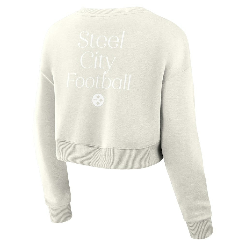 NFL Pittsburgh Steelers Women's Studio Tri-Blend Cropped Pullover Sweatshirt