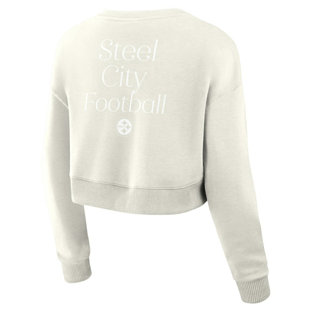 NFL Pittsburgh Steelers Women's Studio Tri-Blend Cropped Pullover Sweatshirt