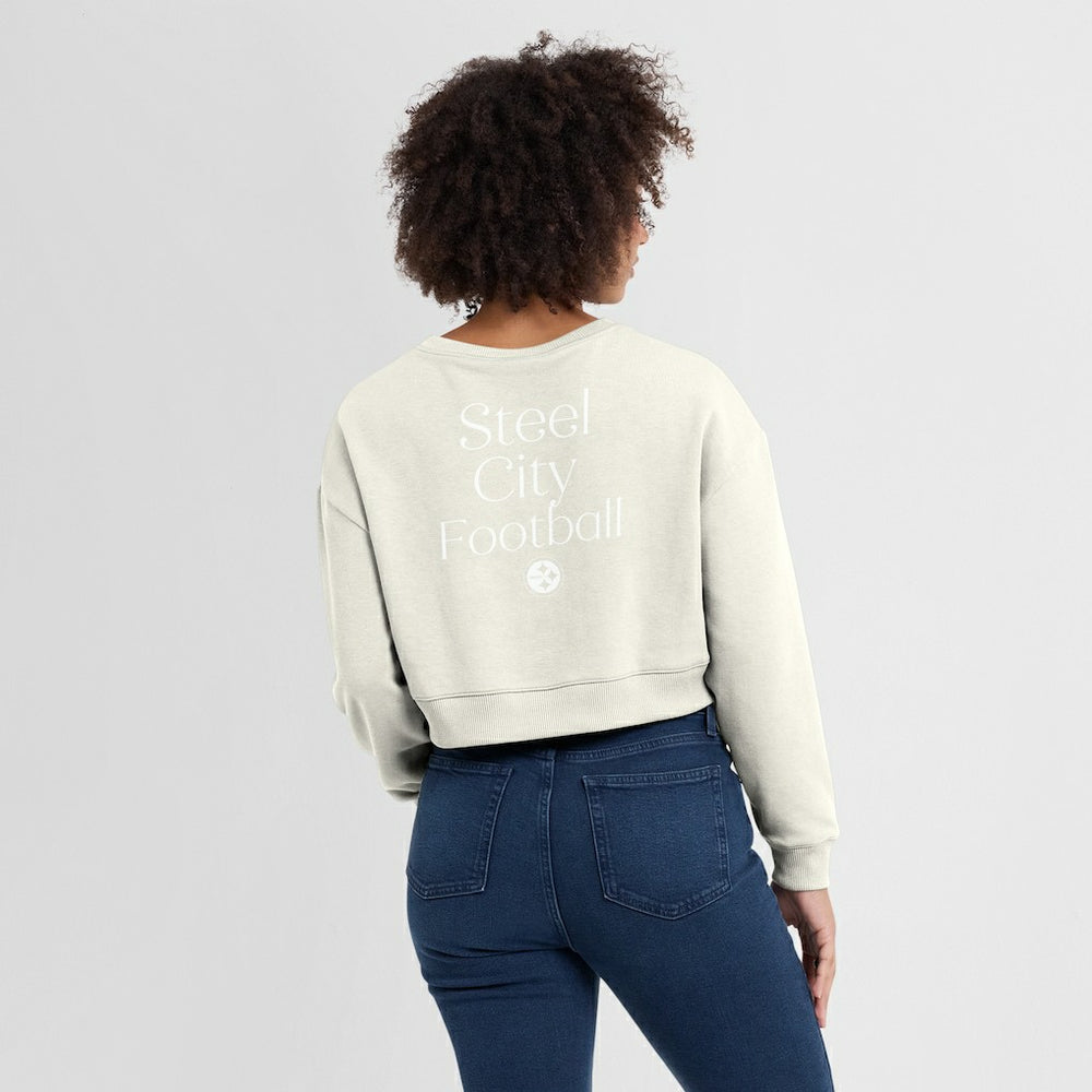 NFL Pittsburgh Steelers Women's Studio Tri-Blend Cropped Pullover Sweatshirt