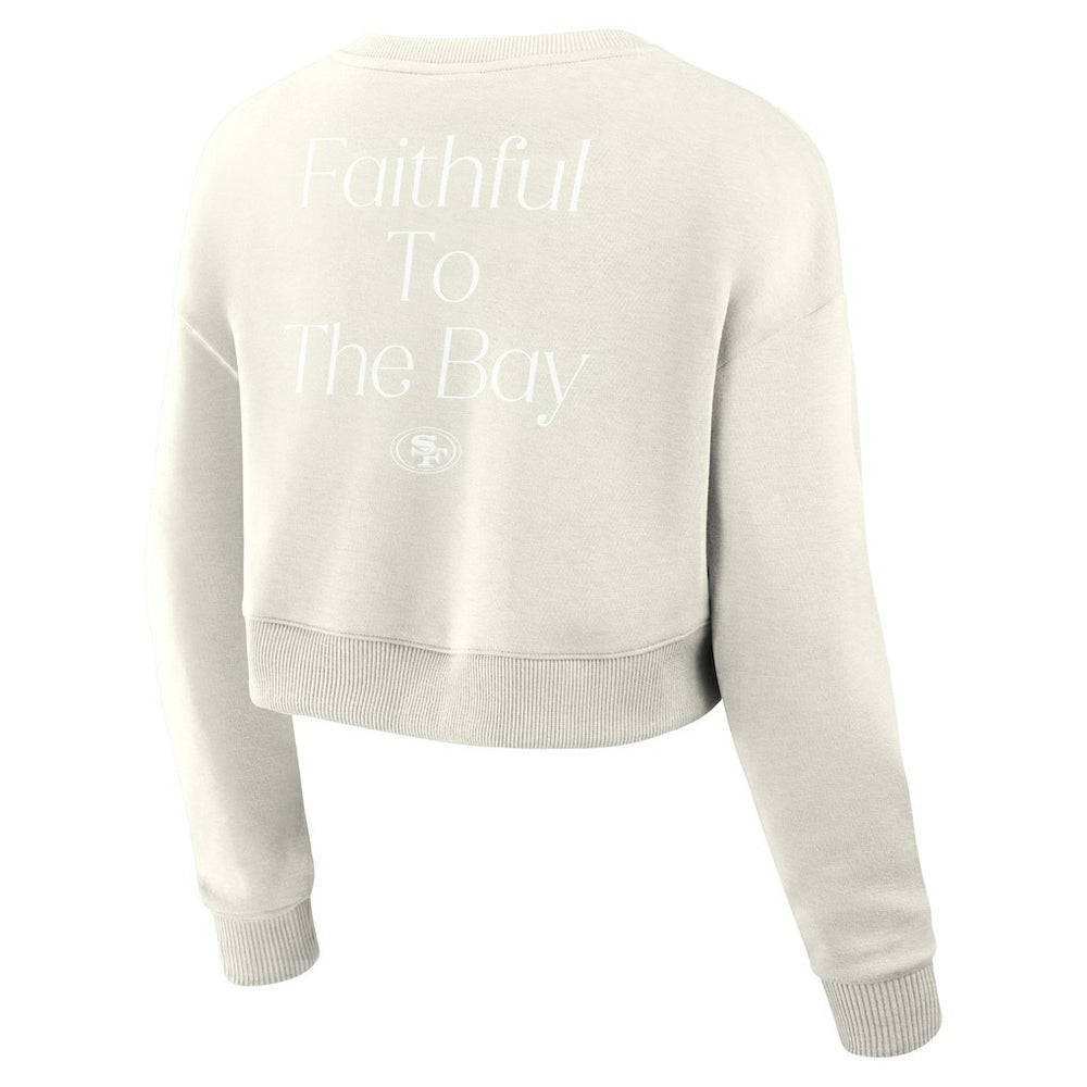 NFL San Francisco 49ers Women's Studio Tri-Blend Cropped Pullover Sweatshirt