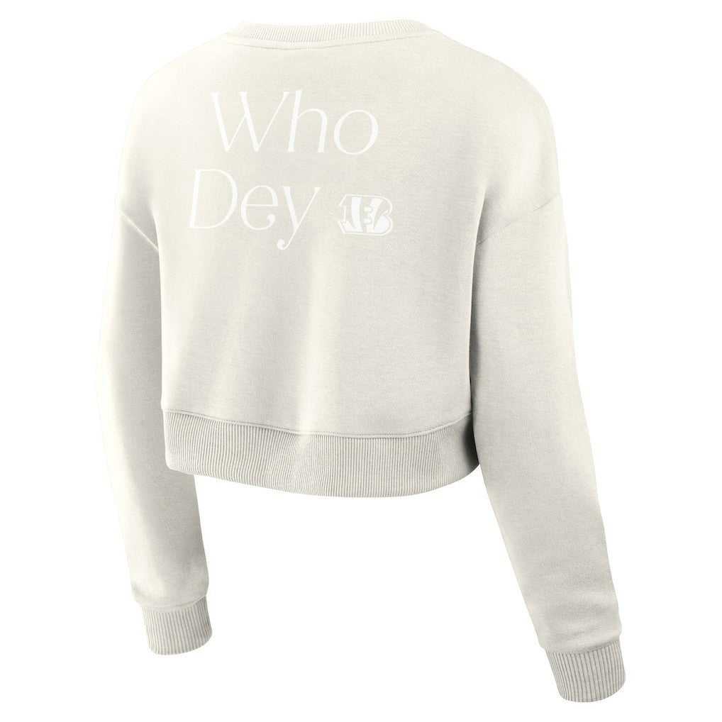 NFL Cincinnati Bengals Women's Studio Tri-Blend Cropped Pullover Sweatshirt