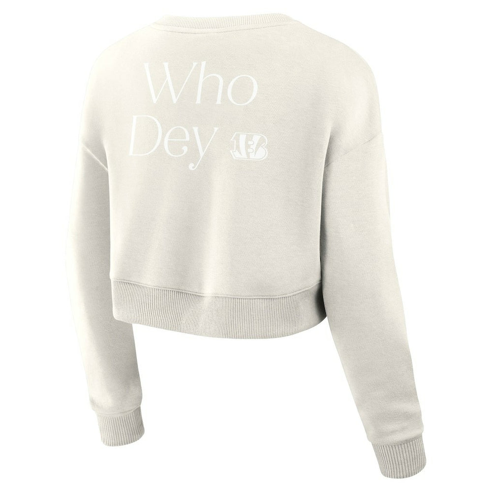 NFL Cincinnati Bengals Women's Studio Tri-Blend Cropped Pullover Sweatshirt