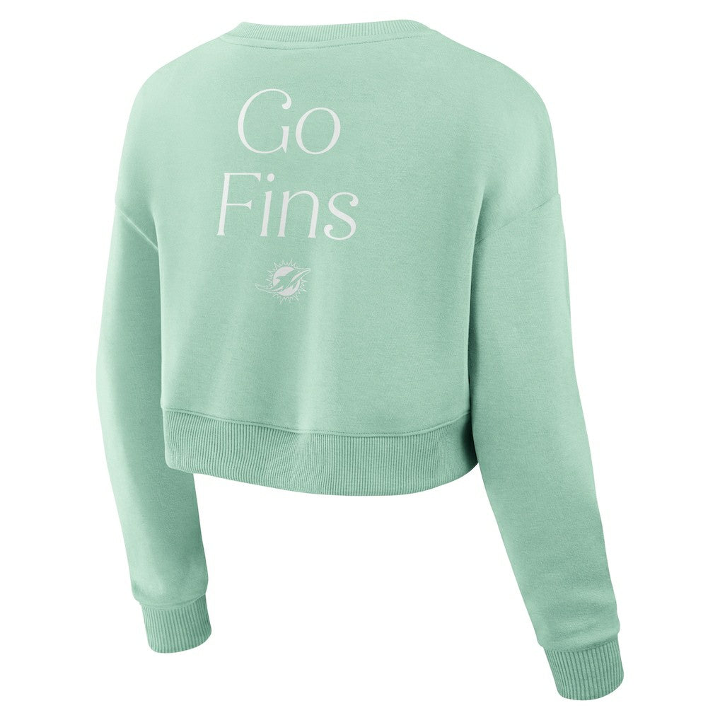 NFL Miami Dolphins Women's Studio Tri-Blend Cropped Pullover Sweatshirt