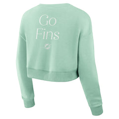 NFL Miami Dolphins Women's Studio Tri-Blend Cropped Pullover Sweatshirt