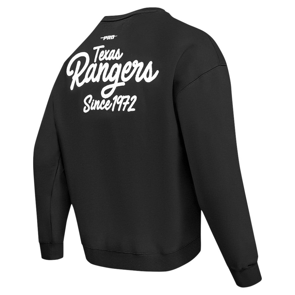 Texas Rangers Pro Standard Paint The City Dropped Shoulder Pullover Sweatshirt - Black