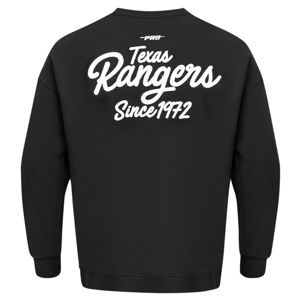 Texas Rangers Pro Standard Paint The City Dropped Shoulder Pullover Sweatshirt - Black