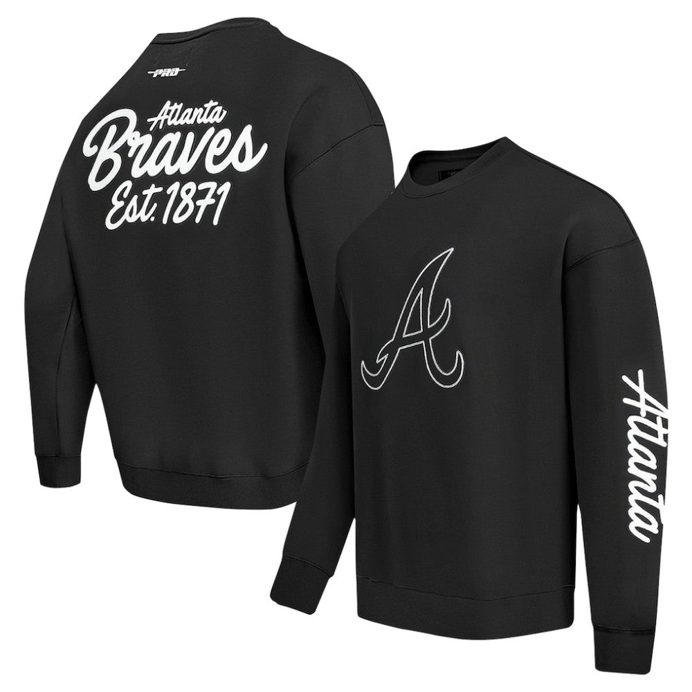 Atlanta Braves Pro Standard Paint The City Dropped Shoulder Pullover Sweatshirt - Black