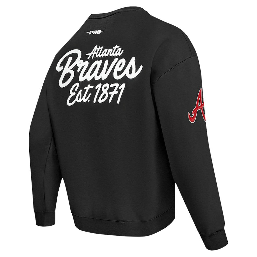 Atlanta Braves Pro Standard Paint The City Dropped Shoulder Pullover Sweatshirt - Black