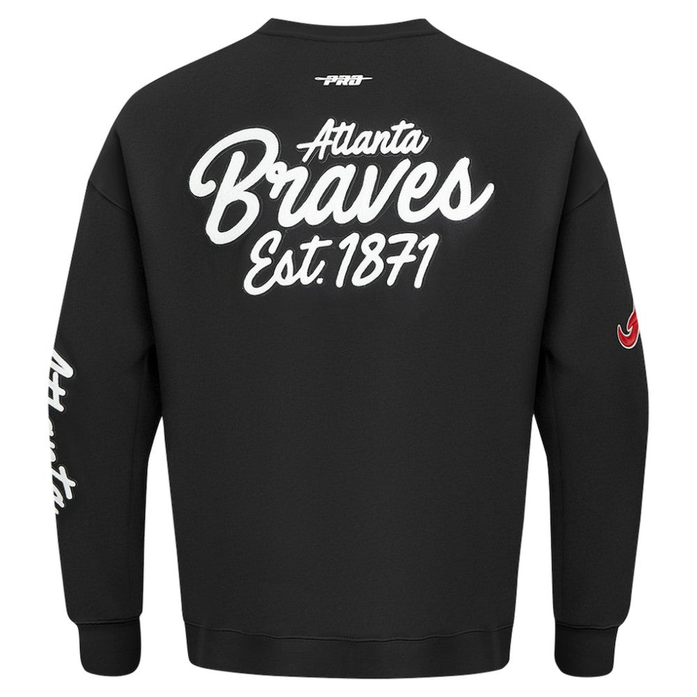 Atlanta Braves Pro Standard Paint The City Dropped Shoulder Pullover Sweatshirt - Black