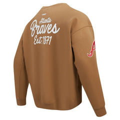 Atlanta Braves Pro Standard Paint The City Dropped Shoulder Pullover Sweatshirt - Brown