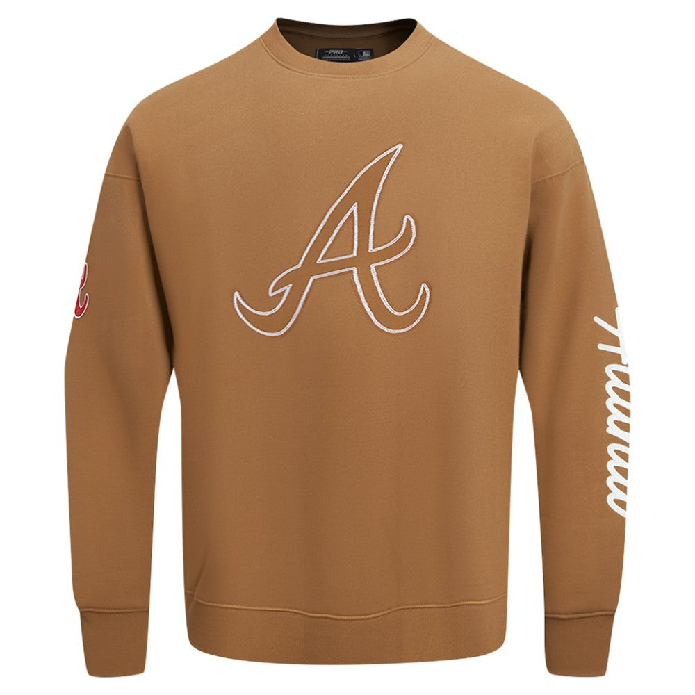 Atlanta Braves Pro Standard Paint The City Dropped Shoulder Pullover Sweatshirt - Brown