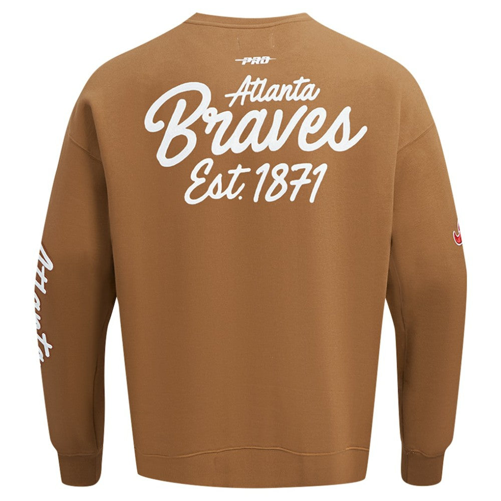 Atlanta Braves Pro Standard Paint The City Dropped Shoulder Pullover Sweatshirt - Brown