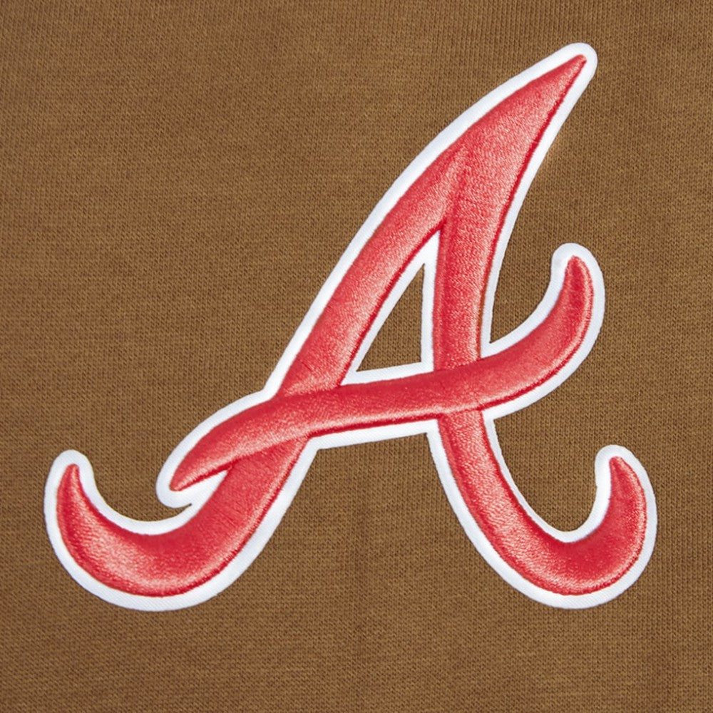 Atlanta Braves Pro Standard Paint The City Dropped Shoulder Pullover Sweatshirt - Brown